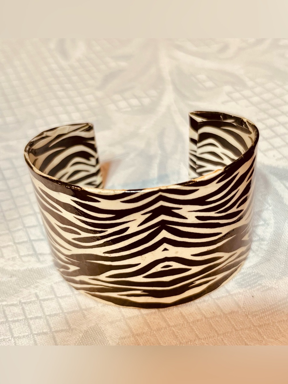 Zebra Print Black and White Cuff Bracelet - Women's Statement Jewelry